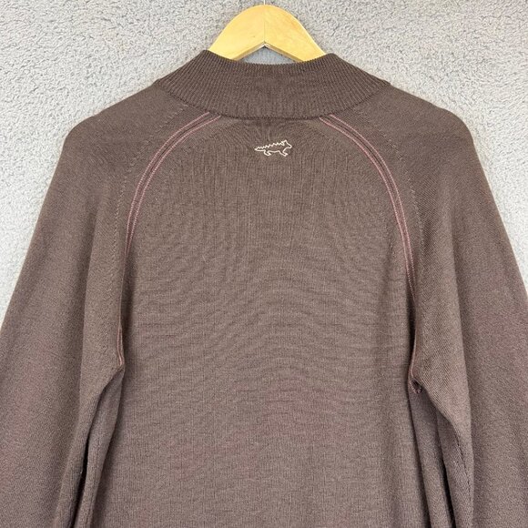 Horny Toad Men's Small Brown 100% Merino Wool Quarter Zip Pullover Sweater - Picture 4 of 7